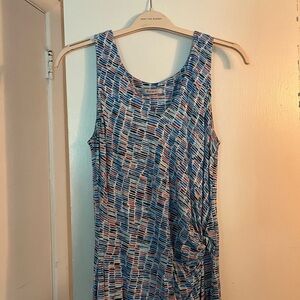 ZOZO Blue Multi-Stripe Sleeveless Midi Dress with Side Knot